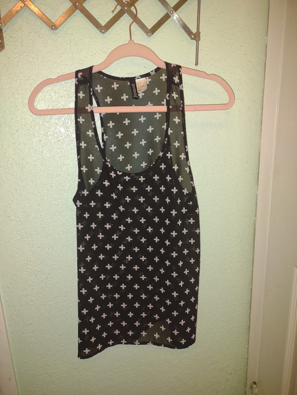 Cross Pattern Sheer Tank Top - Women